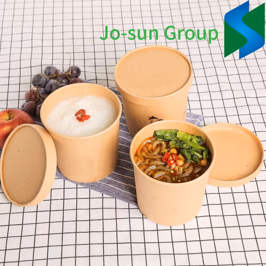 Factory Supply Disposable Custom Printing Food Packing Box Container Kraft Paper Salad Bowl with Lid