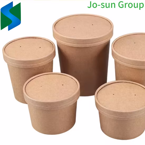 Factory Supply Disposable Custom Printing Food Packing Box Container Kraft Paper Salad Bowl with Lid