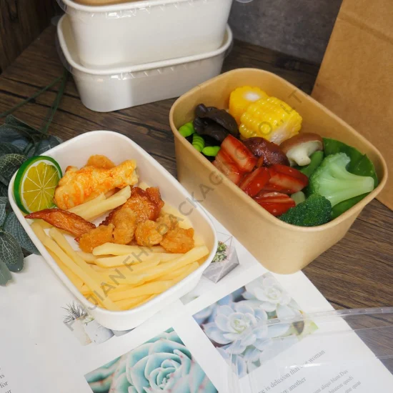 FDA/EU Feee échantillon rond/rectangle/boîte alimentaire carrée bol en papier à salade biodégradable