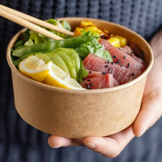 Bol à salade en papier kraft à emporter jetable avec couvercle pour animaux de compagnie Bol en papier kraft
