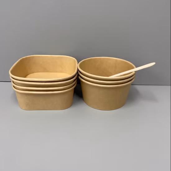 Bol de tasse de soupe de papier kraft de conteneur d'emballage alimentaire jetable personnalisé