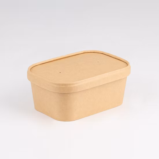 Bol de papier alimentaire jetable recyclable carré d'économie naturelle