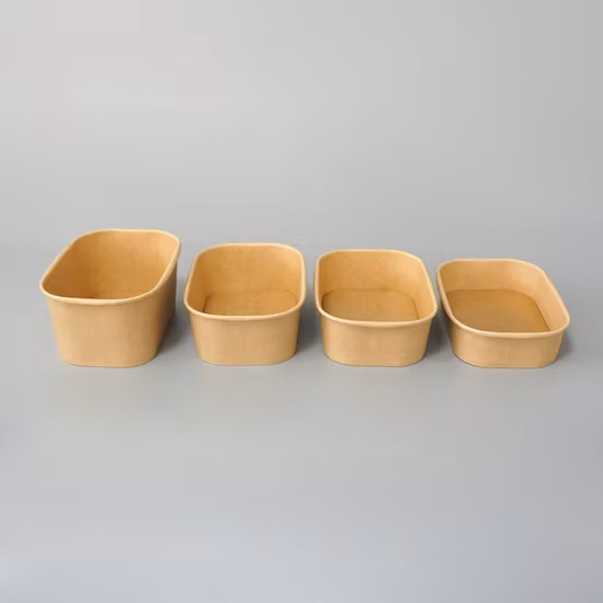 bol jetable de papier d'emballage de boîte à lunch de rectangle de 500ml 750ml 1000ml