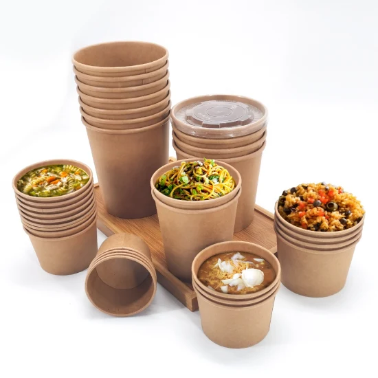 Approvisionnement d'usine impression personnalisée jetable boîte d'emballage alimentaire conteneur bol à salade en papier kraft avec couvercle